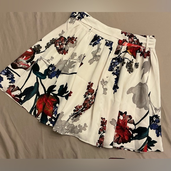 NWT Express Floral Mini Skirt - Red, Blue, Gray - Picture 1 of 3